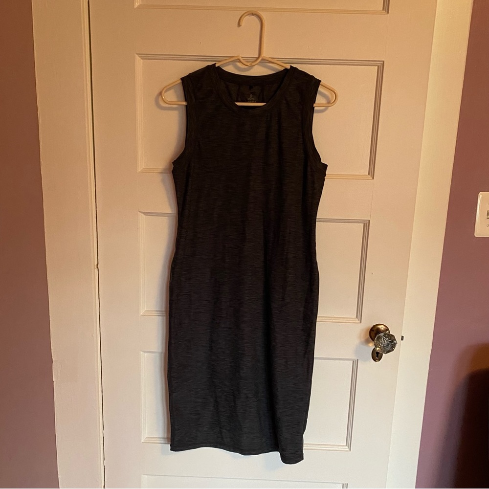 Prana  heather gray midi stretch dress M
